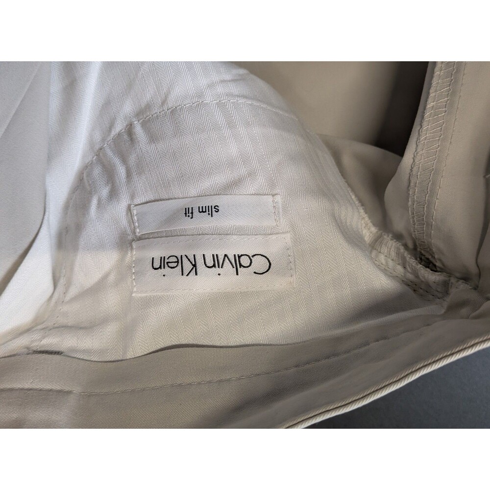 Calvin Klein Slim Fit Tech Chino Pants Men's 34/32 Light Bone Beige - Picture 11 of 12